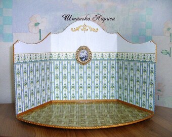Dollhouse miniature doll collectible diorama. The roombox showcase for diorama. Decorated Display Dollhouse miniature. 1:12 Scale