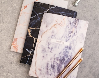 Mothers Day Stationery gift - Marble Notebooks - set of three, - marble pattern, gift for mum, friend, paper goods, stationery addict, notes