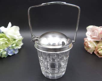 Authentic Signed Tiffany and Co Sterling Silver Crystal Jam or Relish Jar