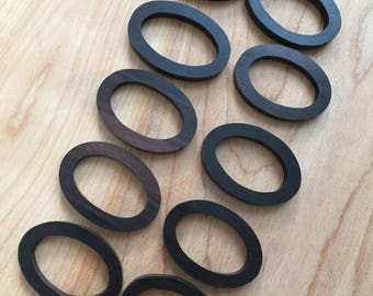 Tiger Ebony Wood 25x35mm Flat Oval Rings, Un-Drilled, Set of 6