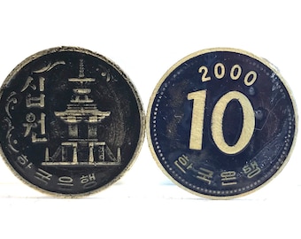 327: South Korea 10 won coin CuffLinks (Back, front)