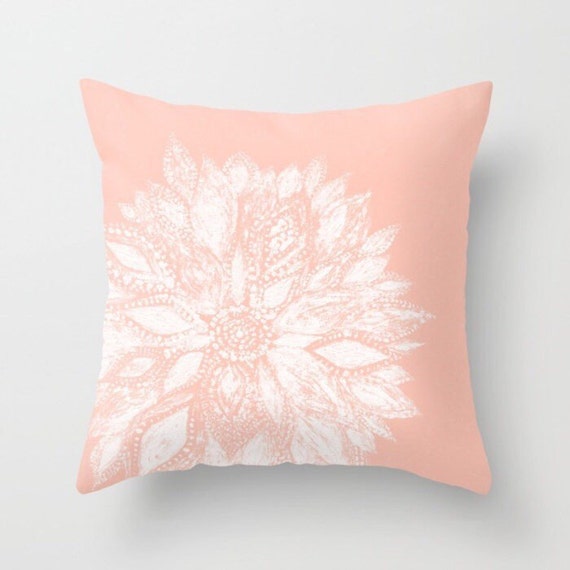 Light Pink Flower Throw Pillow pink floral pillow blush pink
