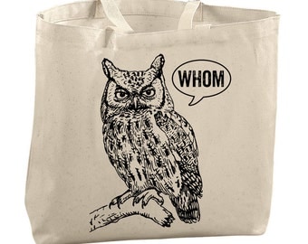 Large Totes Beach Bags Canvas Tote Bag Whom Owl Tote Reusable Grocery Bag Tote Teacher Bag Gifts for Teachers Gifts Library Bag Library Tote