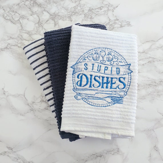 Items similar to Funny Kitchen Towels Stupid Dishes Funny Kitchen