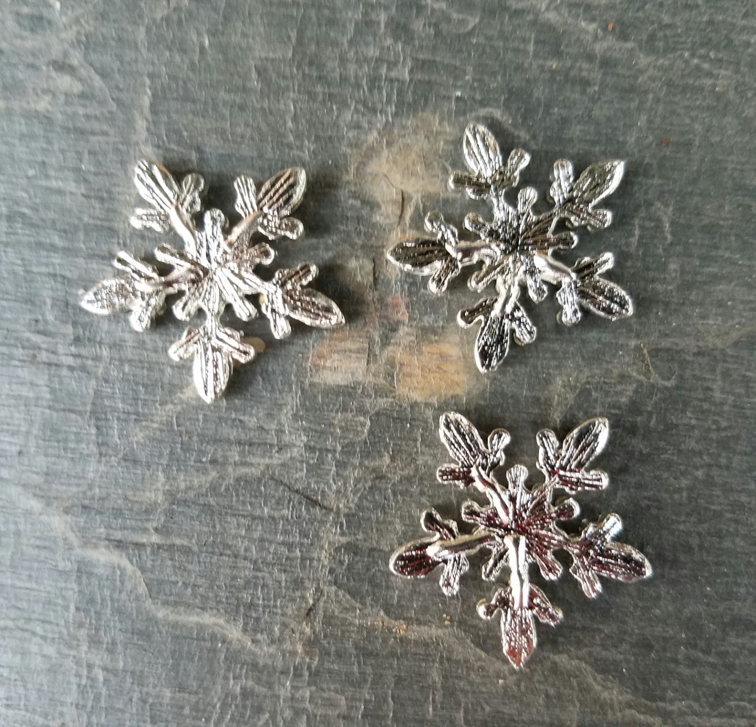 3 24mm Rhinestone Snowflake Flat Back Embellishments Clear