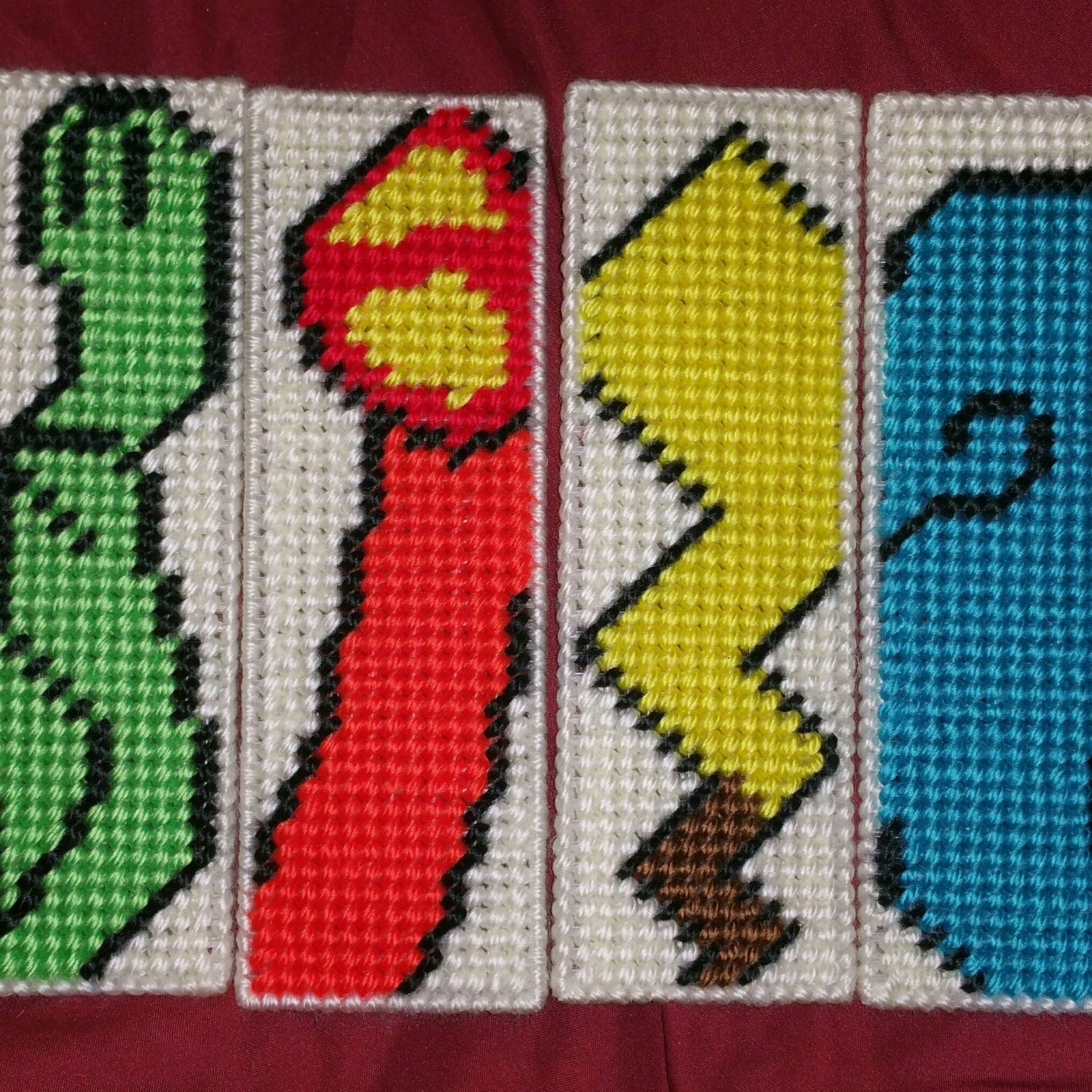 Plastic canvas bookmarks