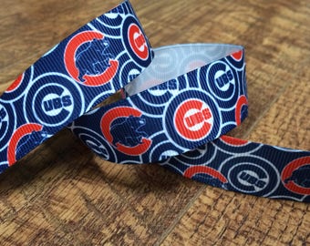 5 yards 7/8 Chicago Cubs ribbon. cubs ribbon, baseball ribbon, Chicago ribbon, grosgrain ribbon, craft, crafting, sewing, scrapbook,