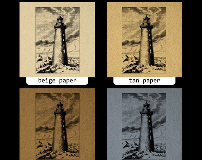 Lighthouse Printable Graphic Digital Download Illustration Image Vintage Clip Art Jpg Png Eps HQ 300dpi No.2127