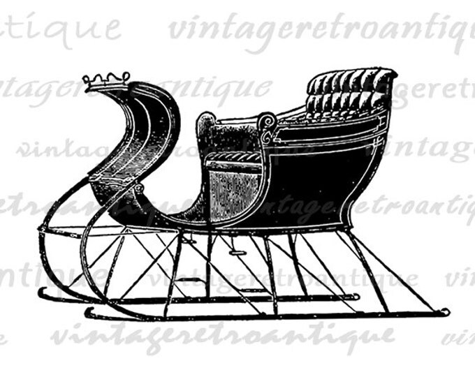 Digital Antique Sled Graphic Image Winter Download Printable Vintage Clip Art Jpg Png Eps HQ 300dpi No.1285