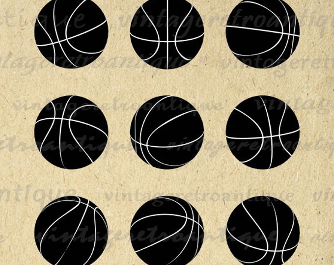 Basketball Collage Sheet Digital Image Download Graphic Printable Vintage Clip Art Jpg Png Eps HQ 300dpi No.4023