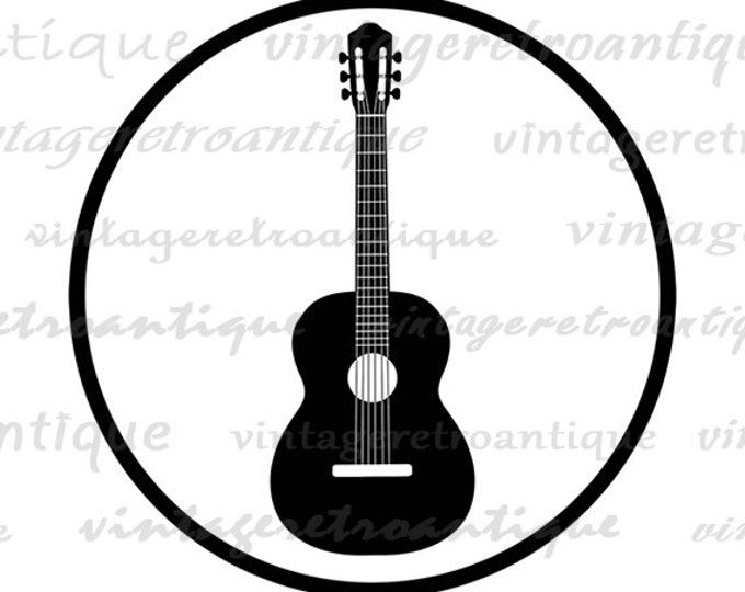 Acoustic Guitar Digital Printable Download Music Artwork Graphic Illustration Image Antique Clip Art Jpg Png Eps HQ 300dpi No.1986