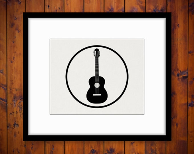 Acoustic Guitar Digital Printable Download Music Artwork Graphic Illustration Image Antique Clip Art Jpg Png Eps HQ 300dpi No.1986