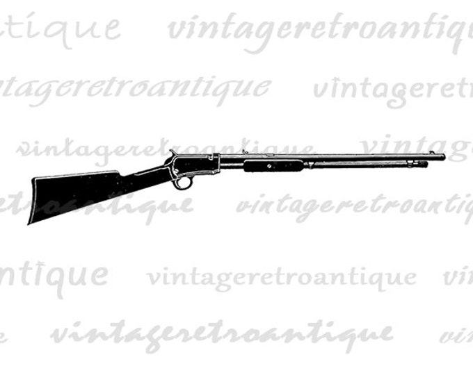 Digital Printable Rifle Download Gun Graphic Illustration Image Vintage Clip Art Jpg Png Eps HQ 300dpi No.3804