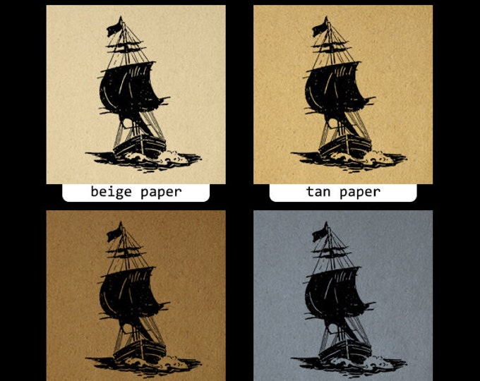 Digital Graphic Antique Ship Boat Silhouette Download Illustration Printable Image Artwork Vintage Clip Art Jpg Png HQ 300dpi No.3249