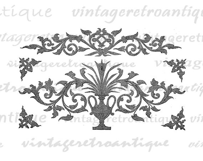 Digital Image Floral Design Download Elegant Formal Ornament Printable Graphic Jpg Png Eps HQ 300dpi No.756