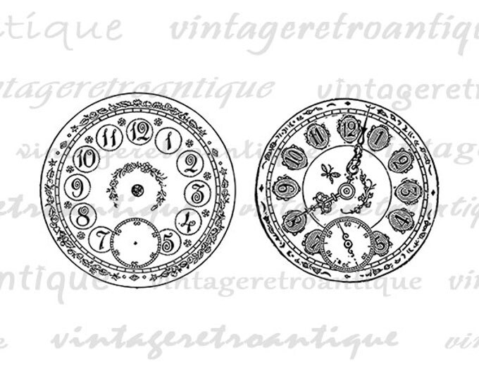 Digital Clock Face Watch Faces Image Download Blank Clock Illustration Graphic Printable Vintage Clip Art Jpg Png HQ 300dpi No.1722