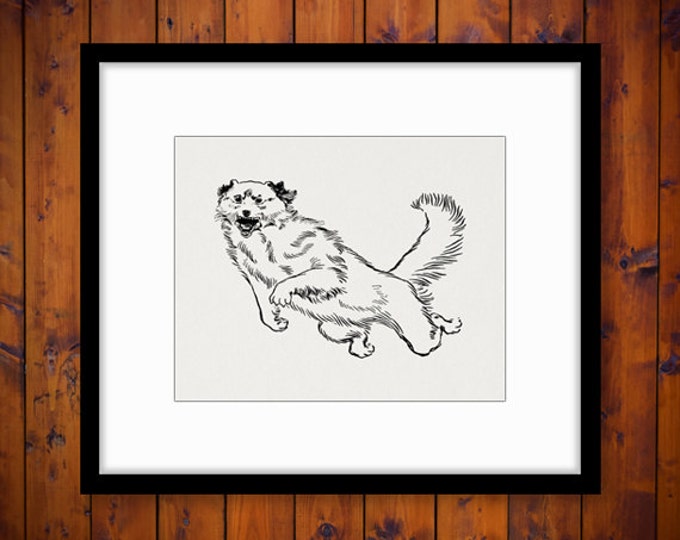 Printable Digital Leaping Dog Graphic Download Illustration Image Antique Clip Art Jpg Png Eps HQ 300dpi No.2182