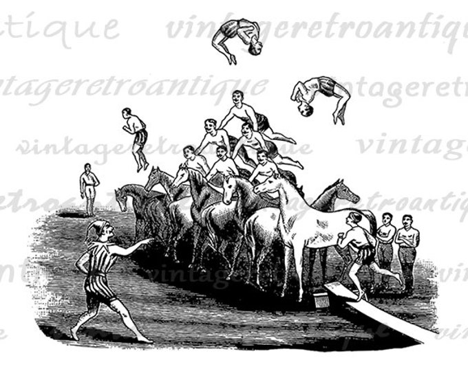 Circus Acrobats Graphic Printable Digital Download Image Artwork Vintage Clip Art Jpg Png Eps HQ 300dpi No.2129