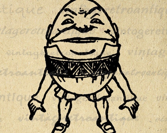 Digital Graphic Humpty Dumpty Download Alice in Wonderland Image Printable Antique Clip Art for Transfers Printing etc HQ 300dpi No.2474