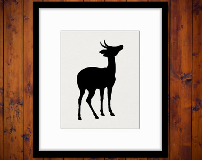 Antelope Silhouette Printable Image Graphic Deer Animal Download Digital Vintage Clip Art Jpg Png Eps HQ 300dpi No.3347