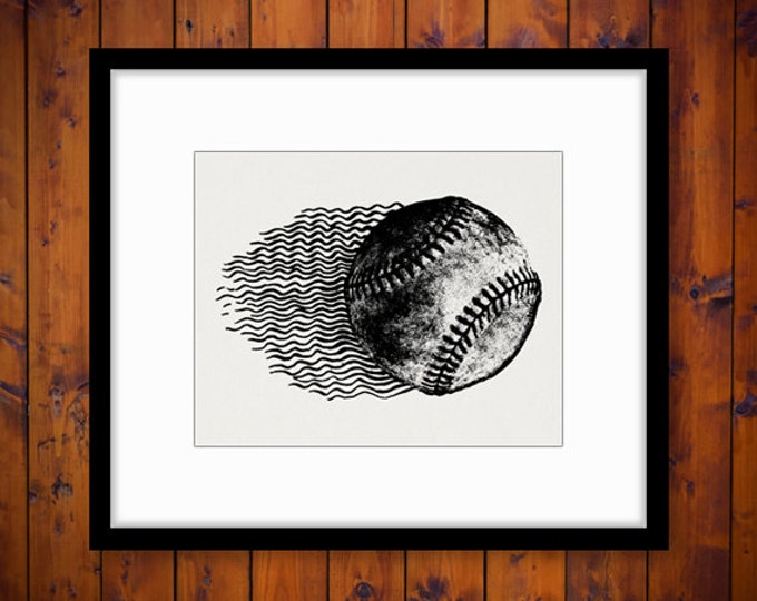 Printable Digital Baseball Download Flying Baseball Image Sports Baseball Graphic for Transfers Pillows Tea Towels etc HQ 300dpi No.4645