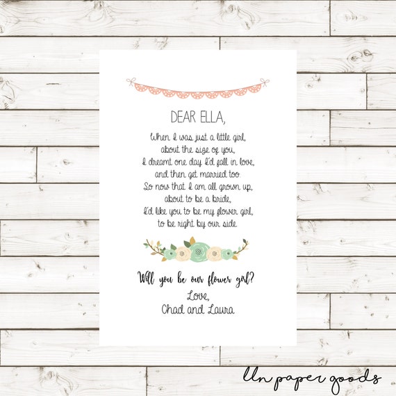 Will you be my flower girl 4x6 Personalized Digital Print