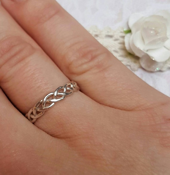 Sterling silver ring plaited wire unusual ring fine silver