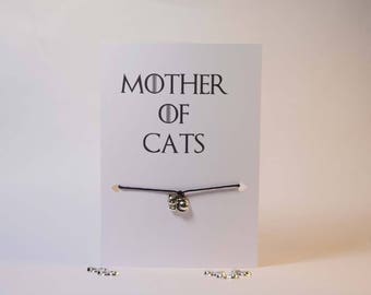 Cat bracelet - Cat jewelry - Crazy cat lady card - Silver cat charm bracelet - Silver cat charm - Cat bracelets for women - Cat lover gift