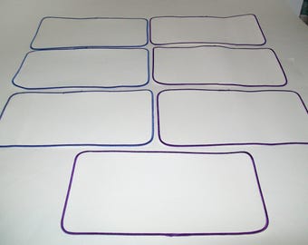 Seven Extra Large Blank White Sew-On Patches