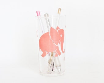 Vintage Federal Glass Pink Elephant Tumbler, Replacement Drink Glass or Upcycling, Mid Century Barware