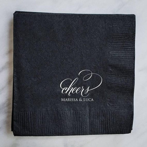 Personalized Cheers Wedding Napkins Gold Foil Napkins Custom