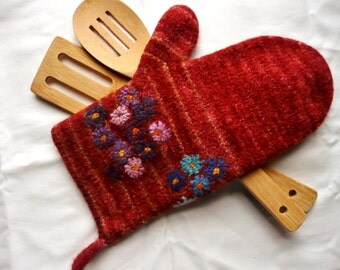 Handmade Felted Oven Mitt