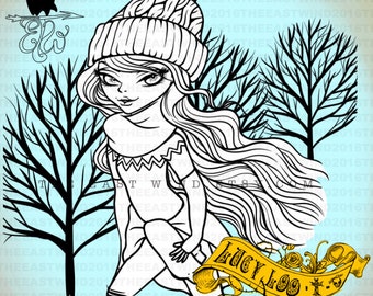 Digital stamp- Lucy Loo 'Canadian Winter' W/ Background - 300 dpi 4 JPEG/PNG files - MAC0350
