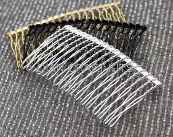 10pcs Metal hair comb fascinator supply 3 inch long mixed colors silver gold black DIY millinery, bridal veil