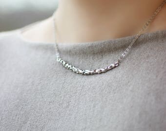 Silver Tone Necklace Silver Pendant Necklace Minimalistic Necklace Short Necklace Modern Necklace Simple Necklace Everyday Necklace