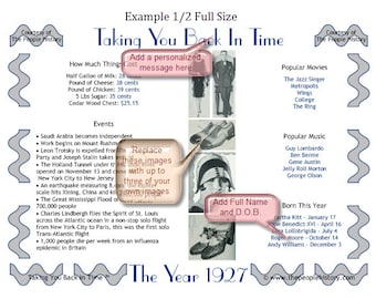 90th Birthday 1927 Personalized Print Party Favor
