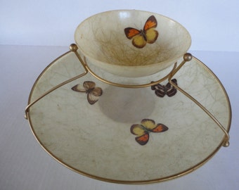 Mid Century Modern Fiberglass Chip and Dip Serving Bowl