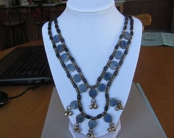 Vintage Necklace, Blue Stone Necklace, Hippie Jewelry, Collectible Pendant, Retro Vintage