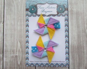 Lot De 5 Pinces à Cheveux En Tissu - Motifs Fleurs, Soleil, Déesse - Fait Main Alaska