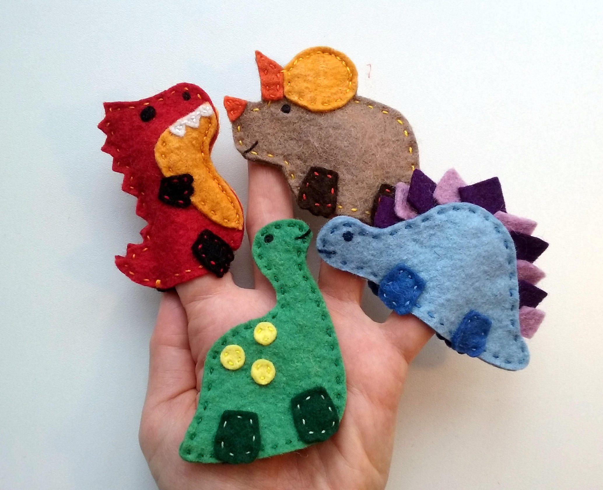 Finger puppet dinosaurs Dino puppets Felt animals Felt