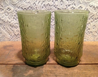 Vintage Anchor Hocking Soreno-Avocado Glasses