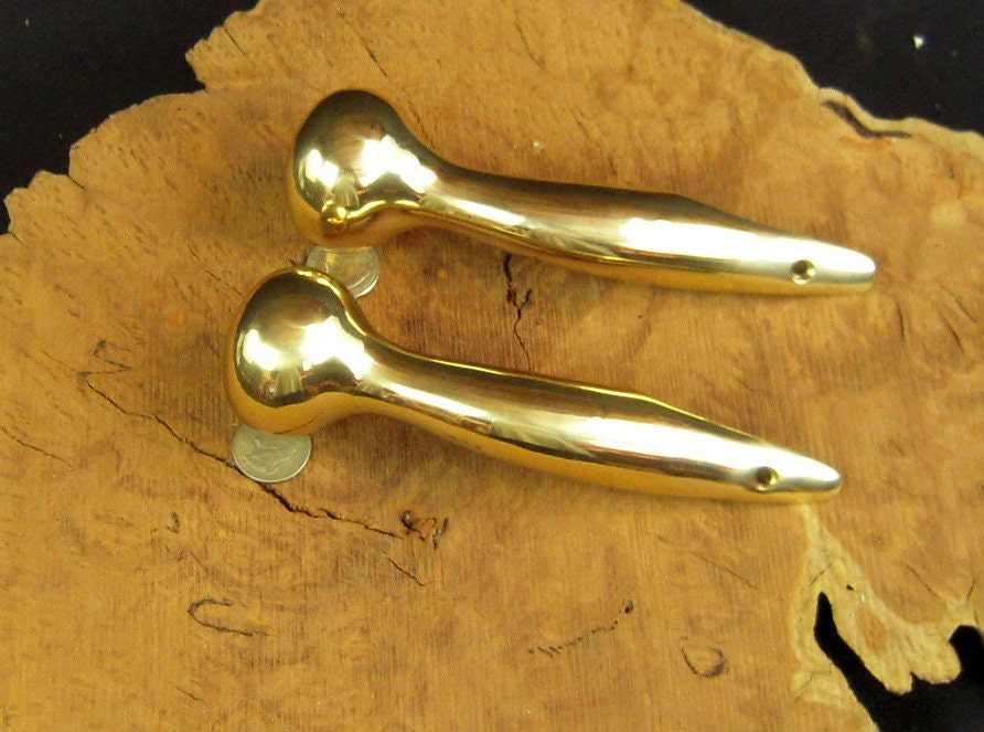 TWO (2) Hames Solid Brass Walking Stick Cane Handle Smaller (Minto