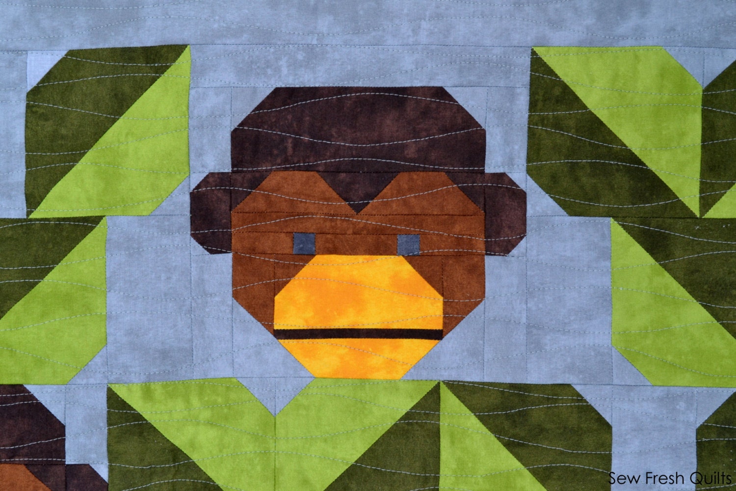 6 Bit Monkey Quilt Block Pattern