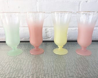 Blendo Frosted Pastel Color Parfait Glasses