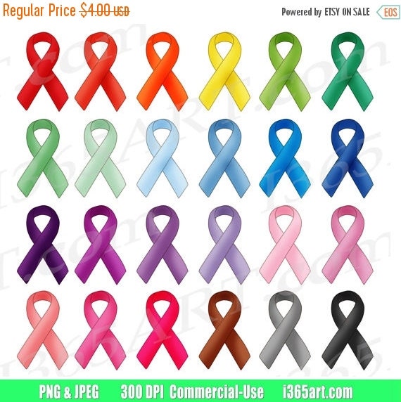 50% OFF Sale Awareness Ribbons Clipart Cancer Ribbons by I365Art