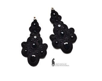 Black Lady- soutache earrings, orecchini soutache, boucles d'oreilles soutache, elegant earrings