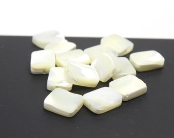 Mother of Pearl Rectangles Creme white 3x8x10mm 6pcs
