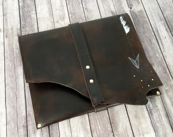 Brown Leather Clutch / Brown Leather Handbag / Tooled Leather Bag / Tooled Leather Bag / Tooled Leather Purse