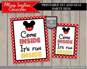 Mickey Mouse Come Inside It's Fun Inside door sign