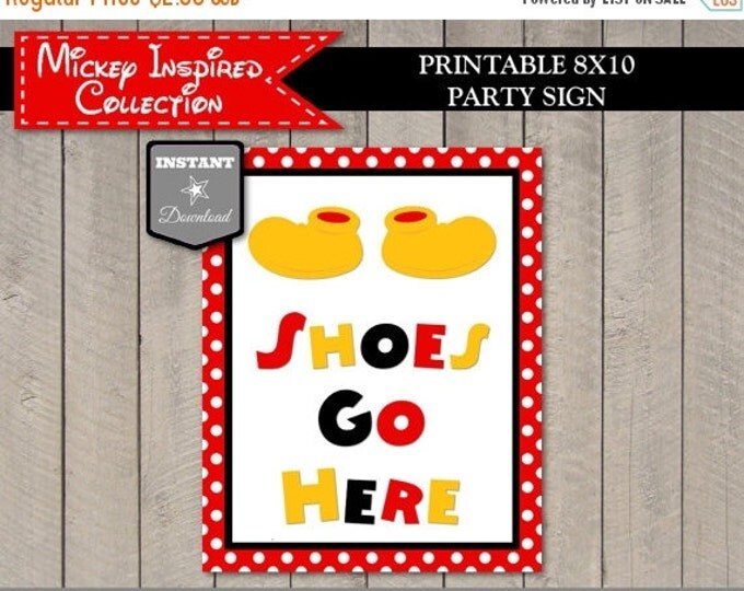 SALE INSTANT DOWNLOAD Classic Mouse Printable 8x10 Shoes Go Here Party Sign / Classic Mouse Collection / Item #1575